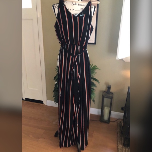 Striped Wide Leg Woven Cami Jumpsuit - Picture 4 of 4